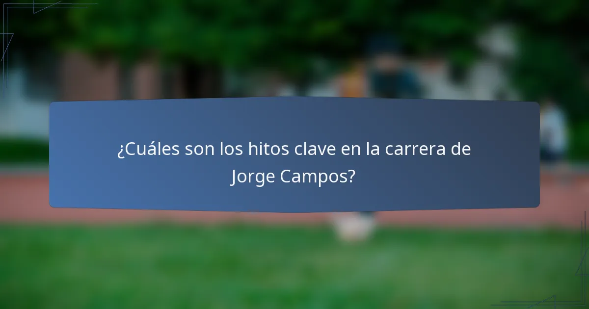 ¿Cuáles son los hitos clave en la carrera de Jorge Campos?